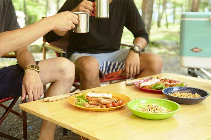 キャンプの朝食とコーヒー