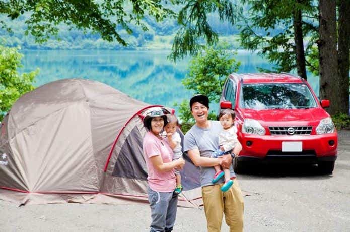 キャンプ場にて福島のり子さんと家族