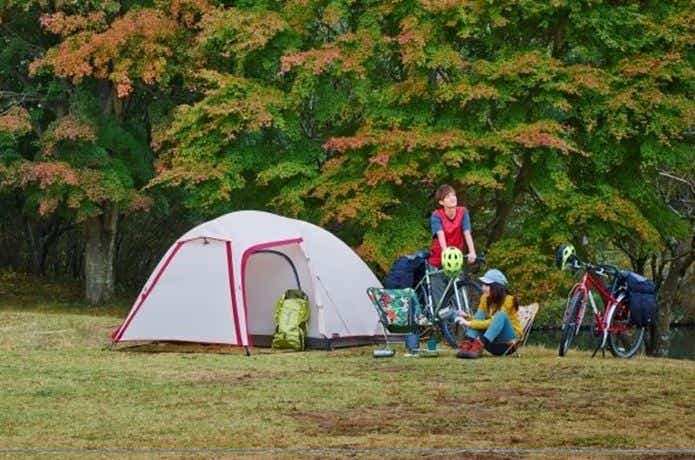 テントと自転車でキャンプ