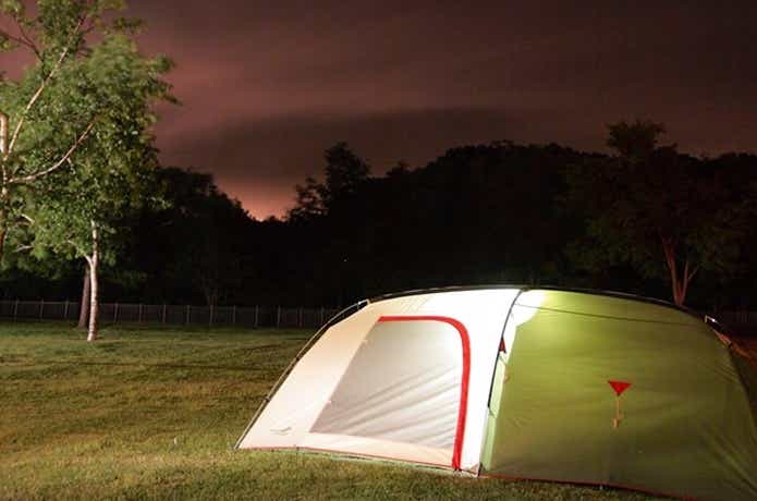 夜の森　テント
