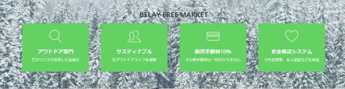 BELAY Free Market（ビレイフリーマーケット）サイト内画面