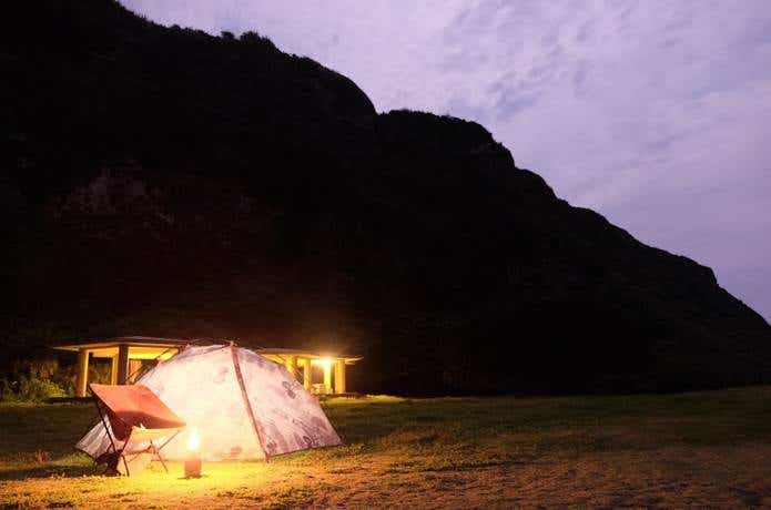 無料キャンプ場　沖泊公園キャンプ場の夜