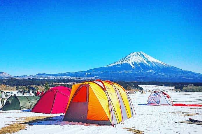 冬キャンプ　富士山の見えるキャンプ場