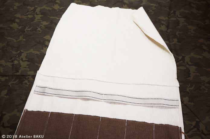 かぶせ布を本体に縫い付ける