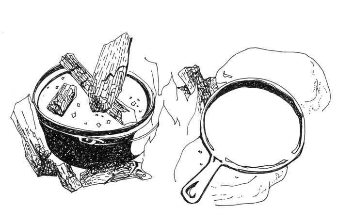 スキレットと鍋の絵