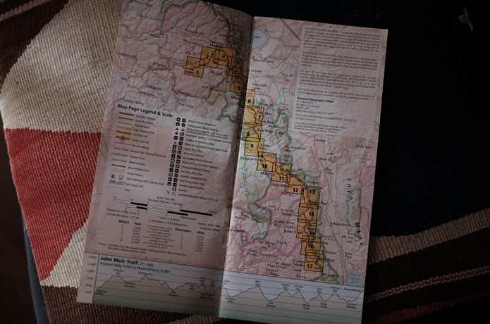 キャンプ旅入門　ジョン・ミューア・トレイルの地図