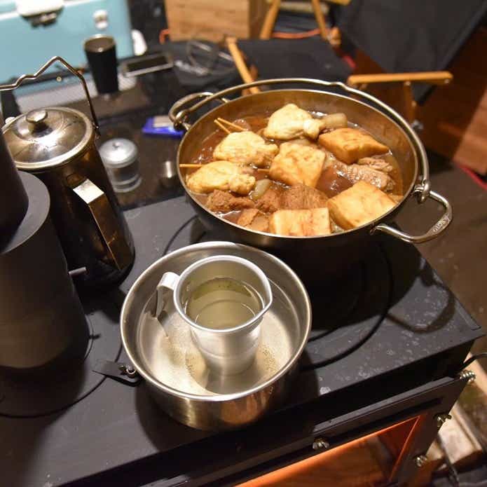 ストーブで作る角煮、ポット