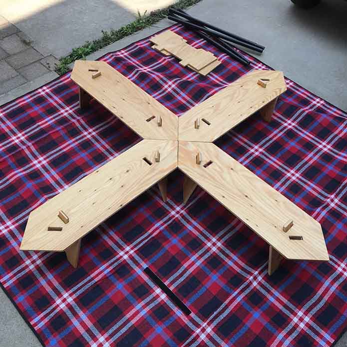 水平穴とハーフ脚を組み合わせたクロステーブル