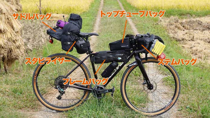 自転車のキャンプ装備一式