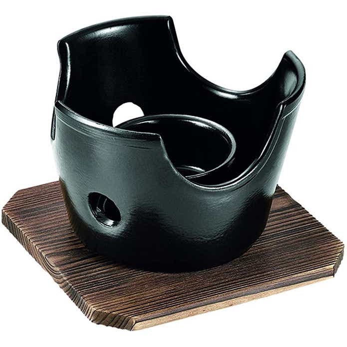 パール金属「和ごころ懐石シリーズ 陶器製丸型コンロ 木台付」