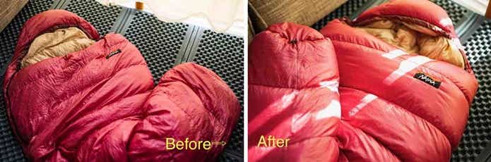 スリーピングバッグ 家庭での洗濯 Before&After