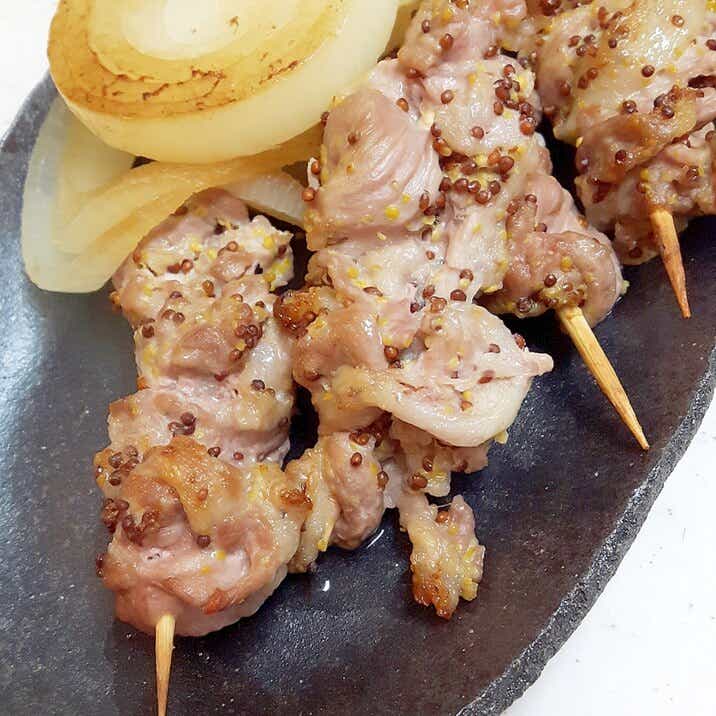 串焼き　レシピ豚こま切れ肉のマヨマスタード串焼き