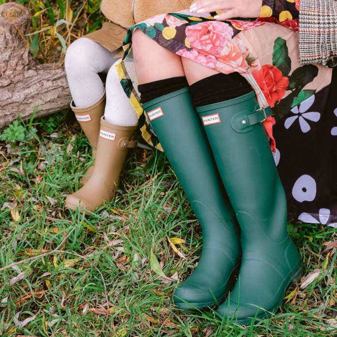 フラワーB ブルーグレイ 可愛すぎ！長靴 HUNTER BOOTS | www