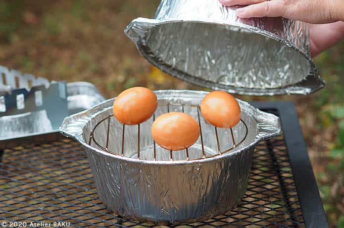 アルミ箔鍋で燻製する