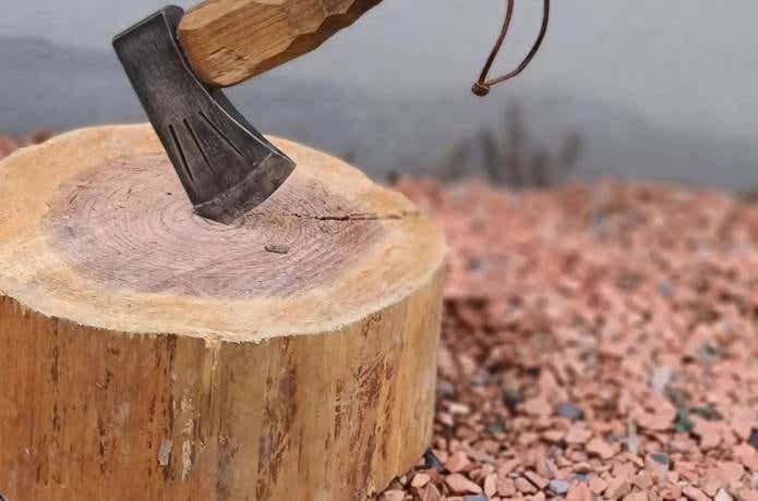 薪割り台丸太と手斧