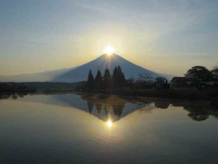 田貫湖キャンプ場から見るダイヤモンド富士
