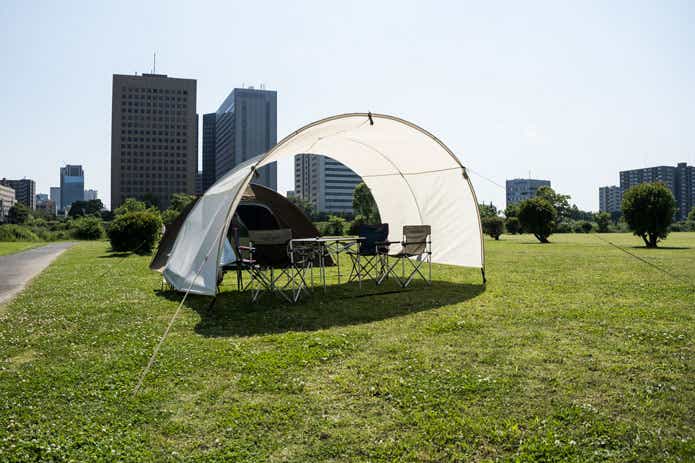 サークルドームテンプ5人用テント　テントとタープ別スタイル