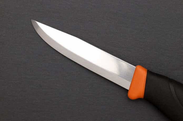 ステンレスの刃が備わったナイフ