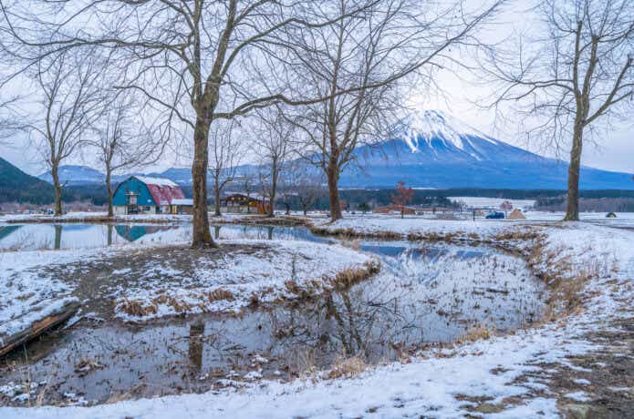 冬のキャンプ場の景色