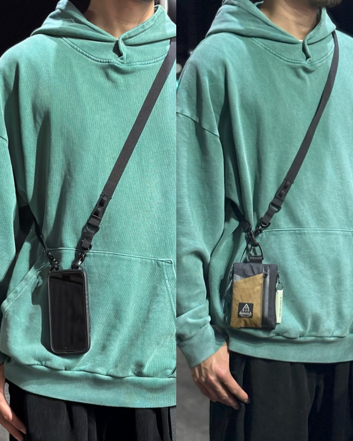 ショルダーベルトと財布と携帯