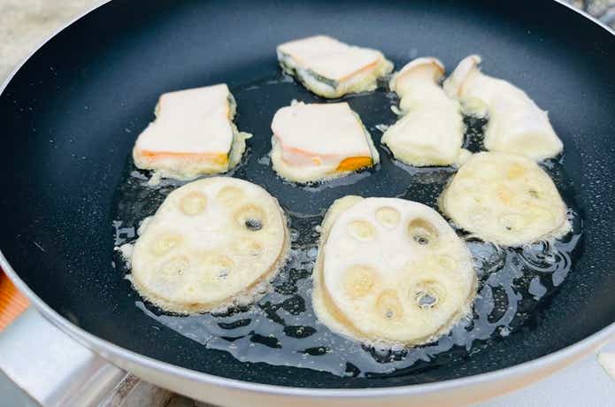 フライパンで作る野菜の天ぷら