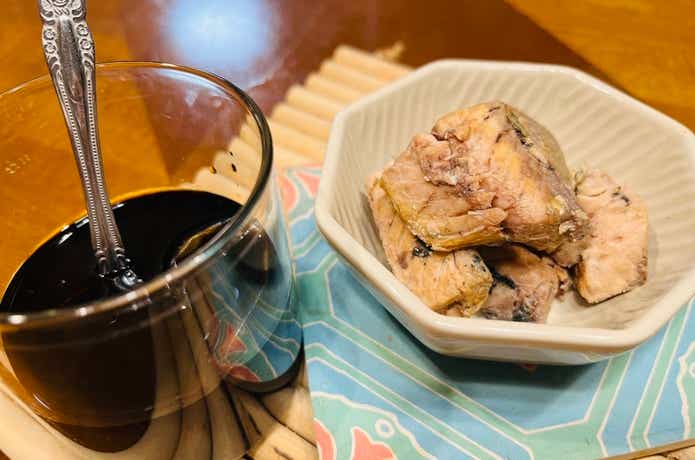 燻製醤油と鯖の水煮