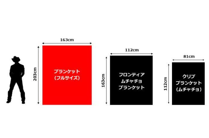 ペンドルトンのブランケットのサイズ図 