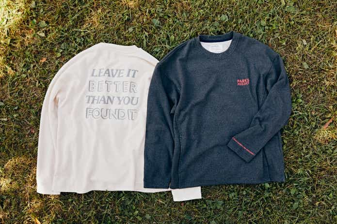 CAMP HACK別注アイテム、PARKS PROJECT（パークスプロジェクト）の「LEAVE IT BETTER LONG SLEEVE TEE」