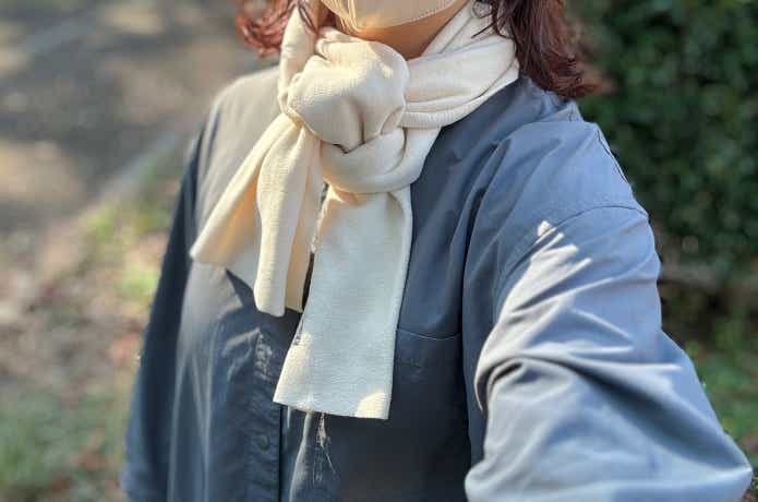 モンベルのシャミースマフラーでミラノ巻き