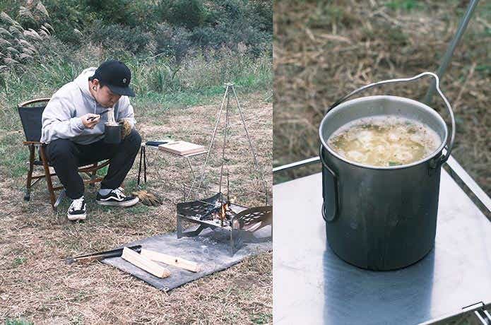 レジャークッカーで食べるラーメン