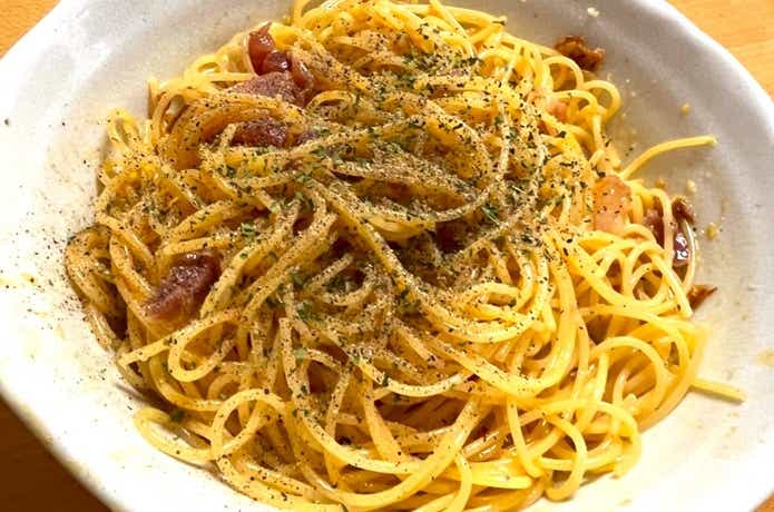 カルディ「生ベーコン」でカルボナーラ