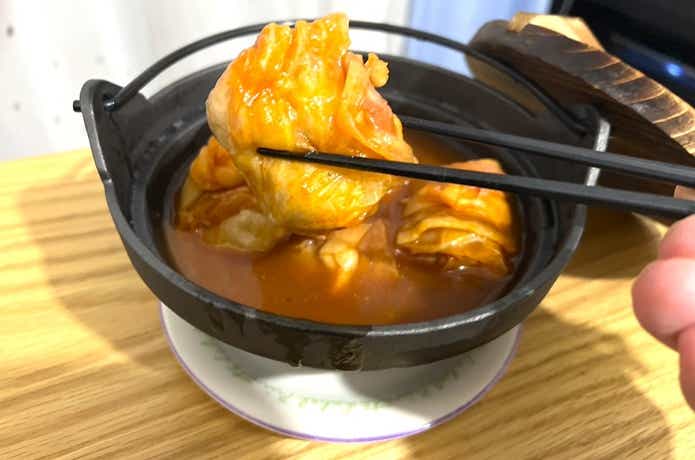 ダイソー「いろり鍋」でロールキャベツ