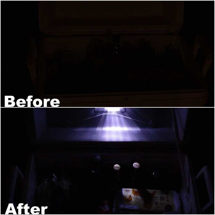 クーラーライト使用のビフォーアフター