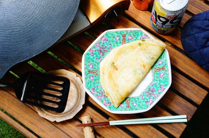 葱餅を盛り付けたところ