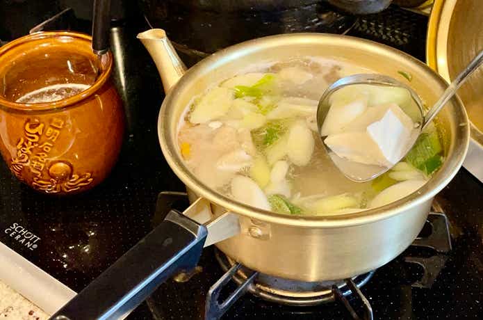 やかん鍋で鍋料理