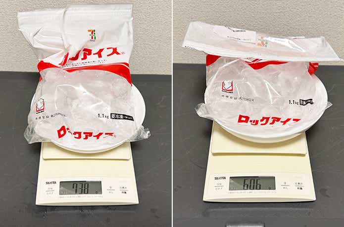 氷の重さを測定