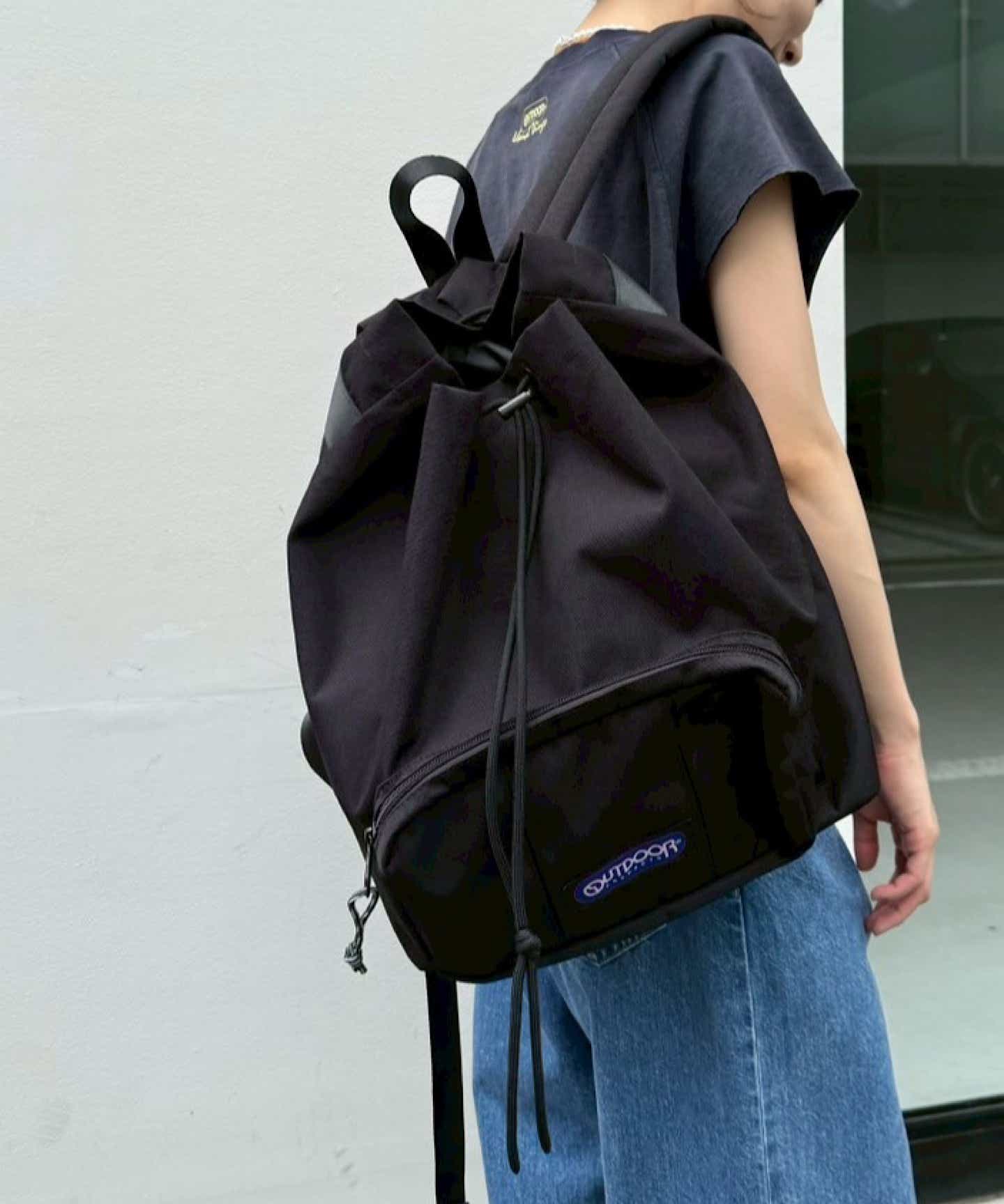90's USA製 OUTDOOR リュック バックパック ブラック 黒 90's Outdoor Products ナイロンバックパック 底レザー ブラック