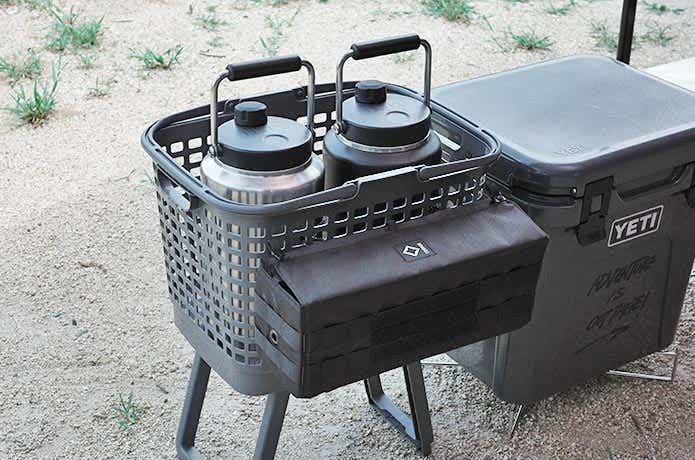 ストレージボックスを取り付けた腰らくバスケット