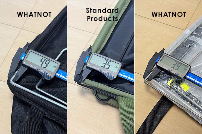 折りたたみ式コンテナバッグとワンタッチバケットのワイヤー径