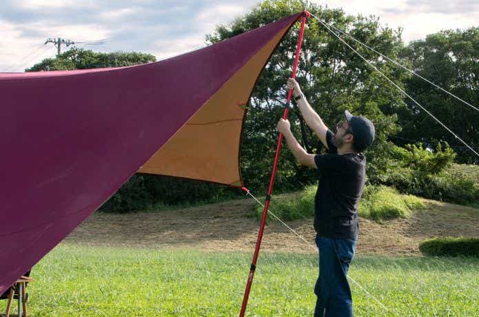 フィールドア 伸縮式アルミテントポール 250を立てる