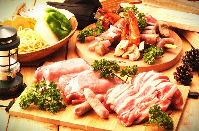 芦ノ湖キャンプ村 レイクサイドヴィラの食材セット