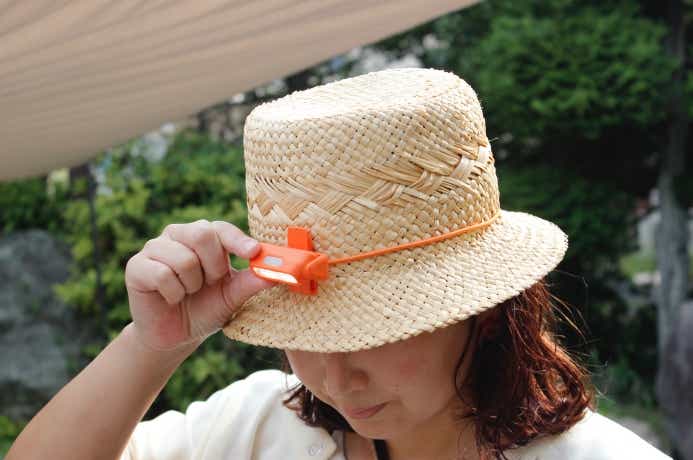 クリップオンコンパクトライトをヘッドライトにしている