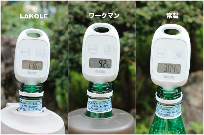 3本に温度測定器を差し込んでいる