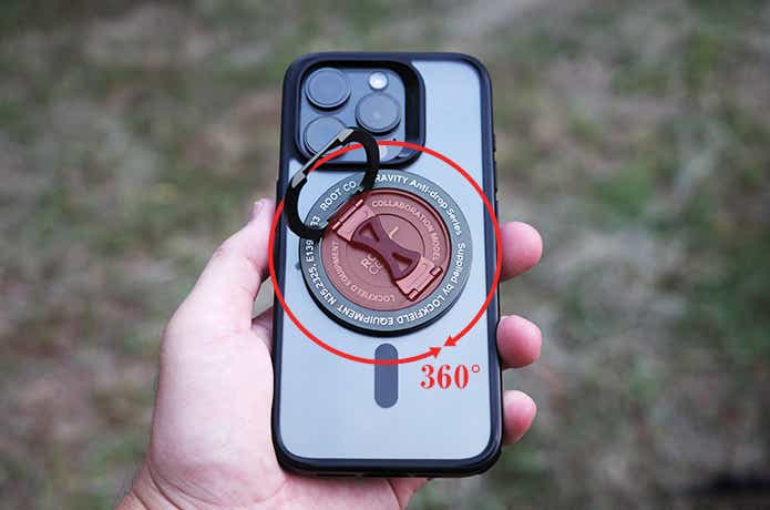 iPhoneに取り付けたGRAVITY MAGNETRING for MagSafe