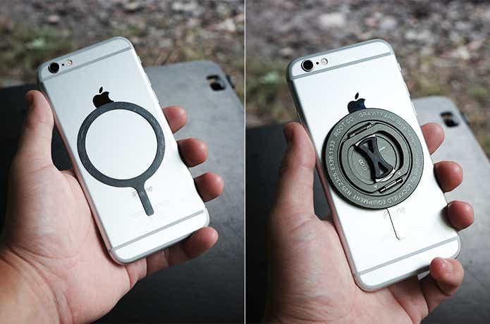 iPhoneに取り付けたGRAVITY MAGNETRING for MagSafe