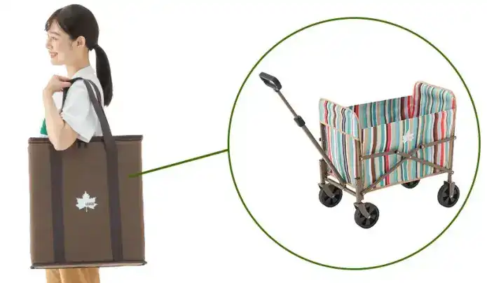 ロゴス「丸洗いバッグインキャリーカート」の収納状態