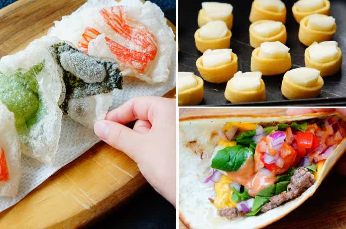 バズリ飯いろいろ（ライスペーパースナック、さけコ、ビックマックタコス）