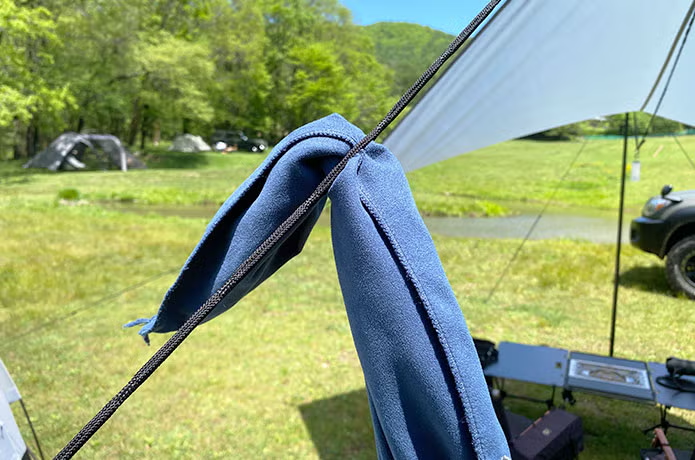 ハンギングチェーンで洗濯物を乾かす