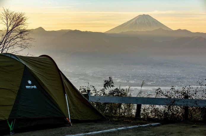ほったらかしキャンプ場から見える富士山
