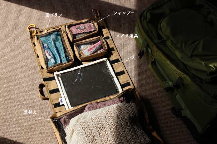 ユニットシステムシリーズに洗面用品を入れている